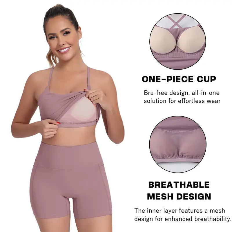 Criss-Cross Adjustable Straps Top with Built-In Bra