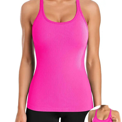 Tight-Fit Racerback Workout Tank with Built-In Bra