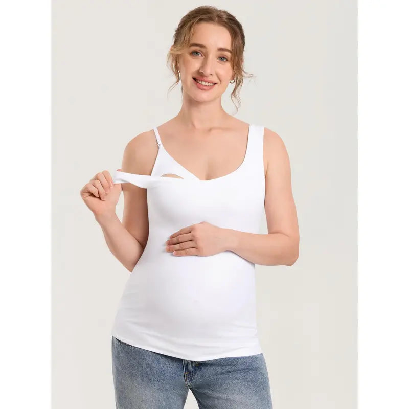 Maternity & Nursing Tank Top with Built-In Bra