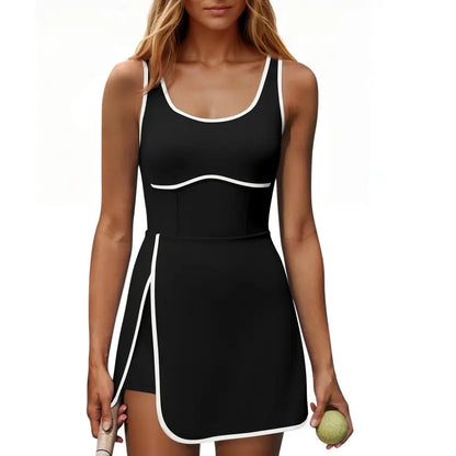Sleeveless Cutout Tennis Dress with Built-In Bra & Shorts